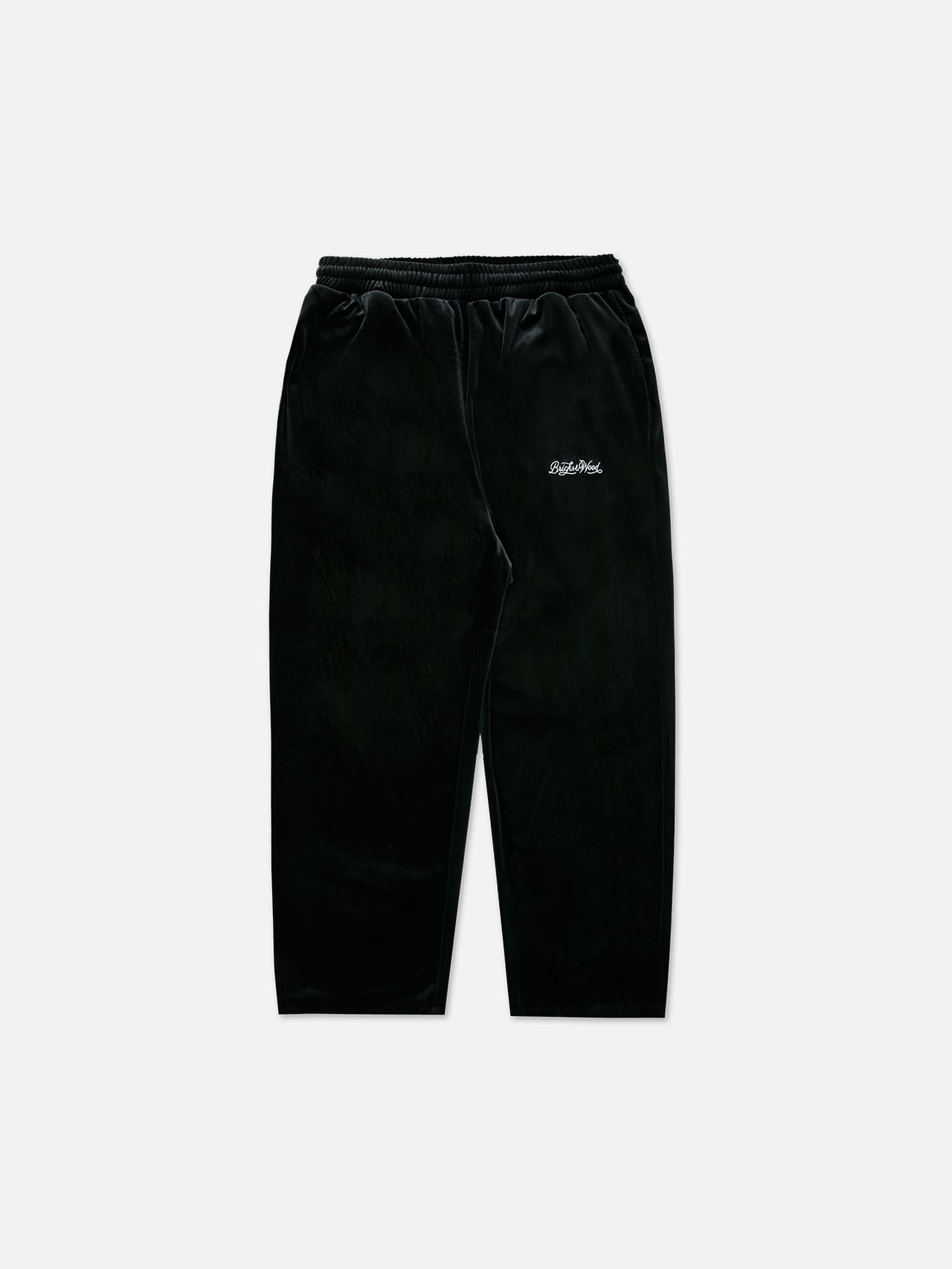 Velour Script Logo Track Pants - Black