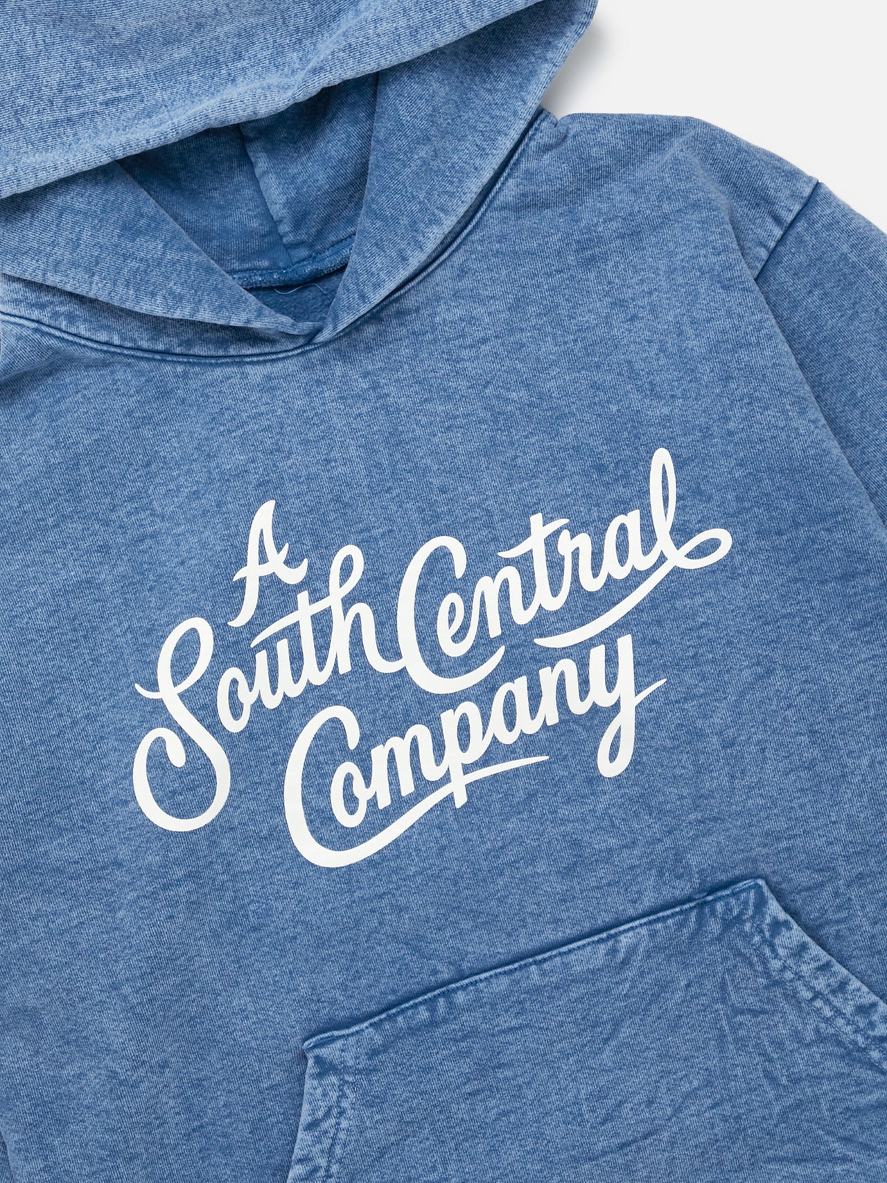 A South Central Company Script Logo Hoodie - Washed Indigo