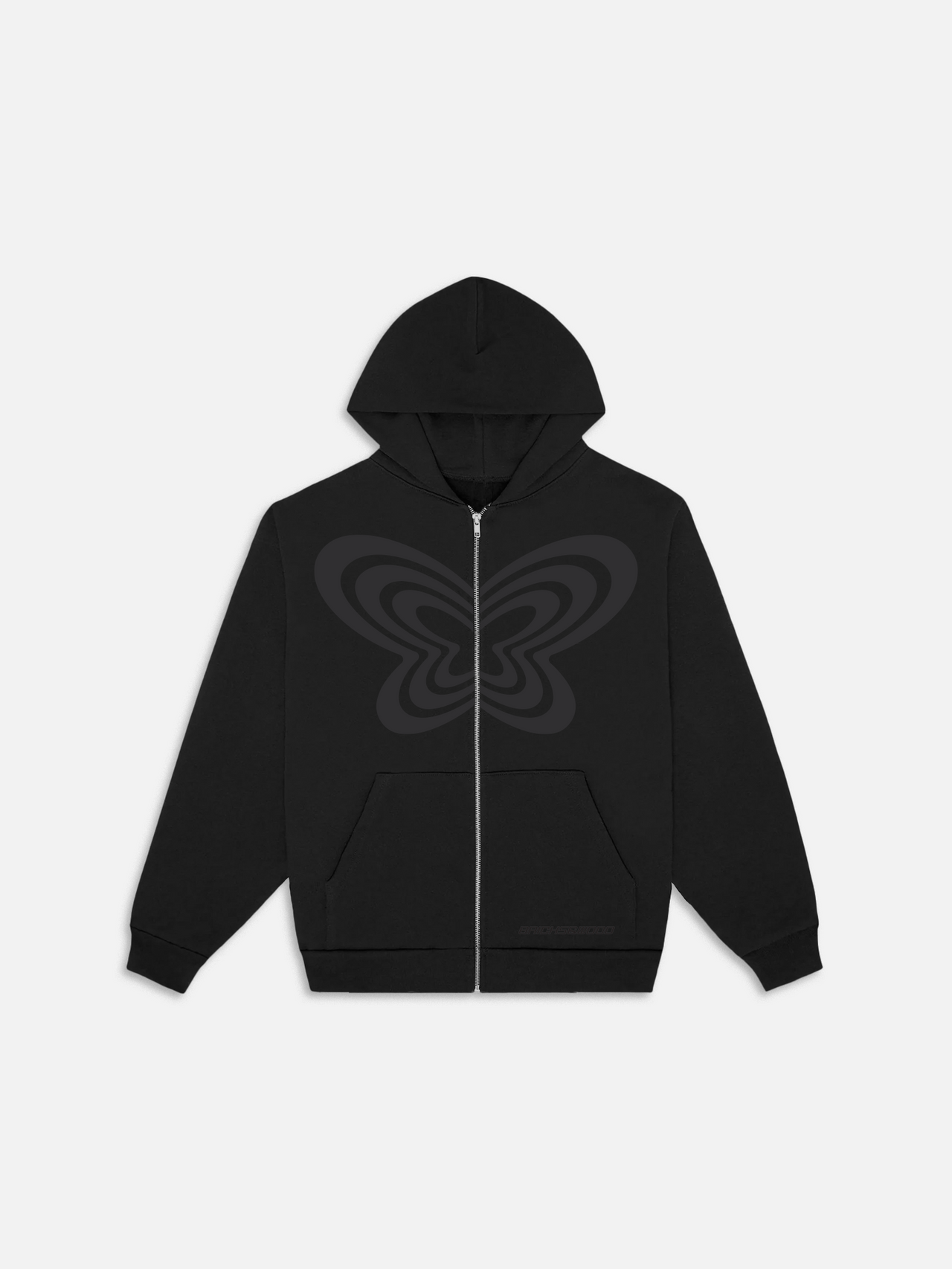 Butterfly Zip Hoodie-Black