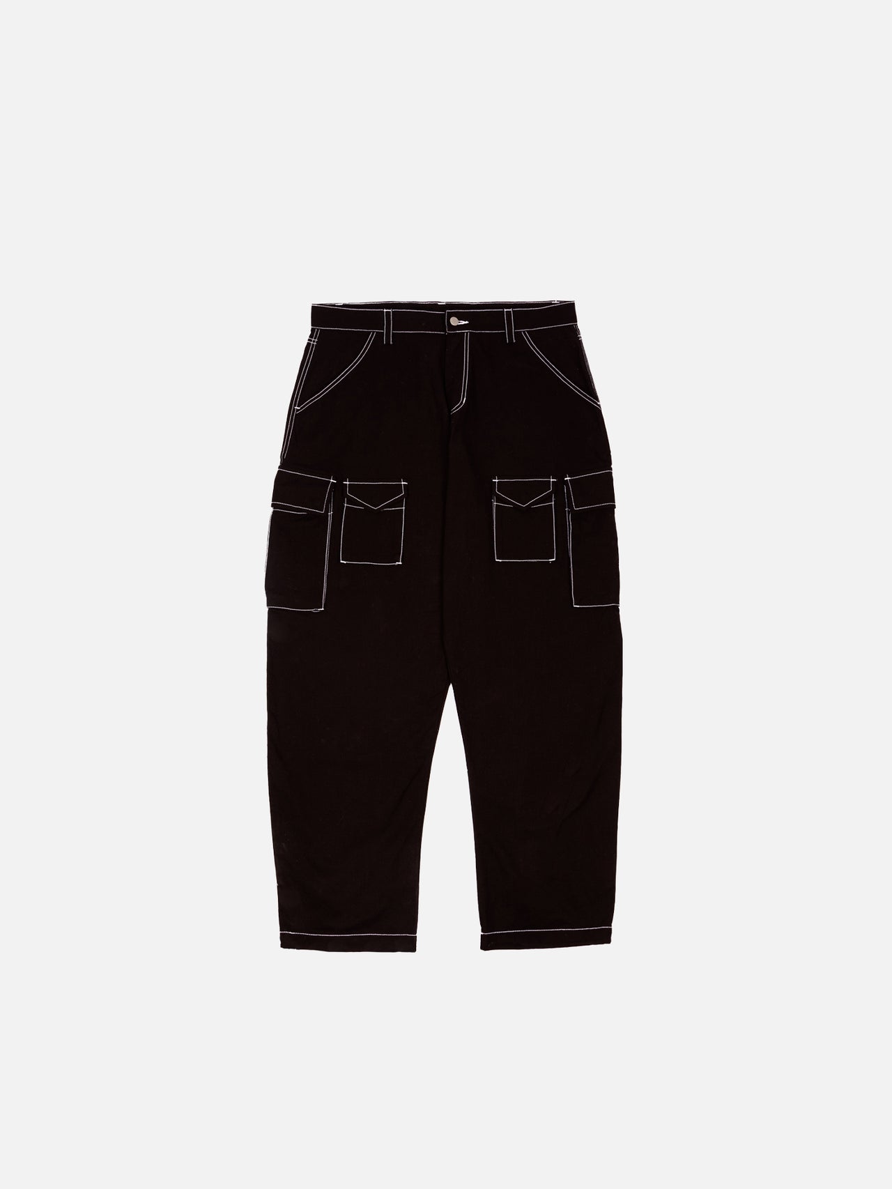 FB Contrast Stitch Cargo Pants - Black