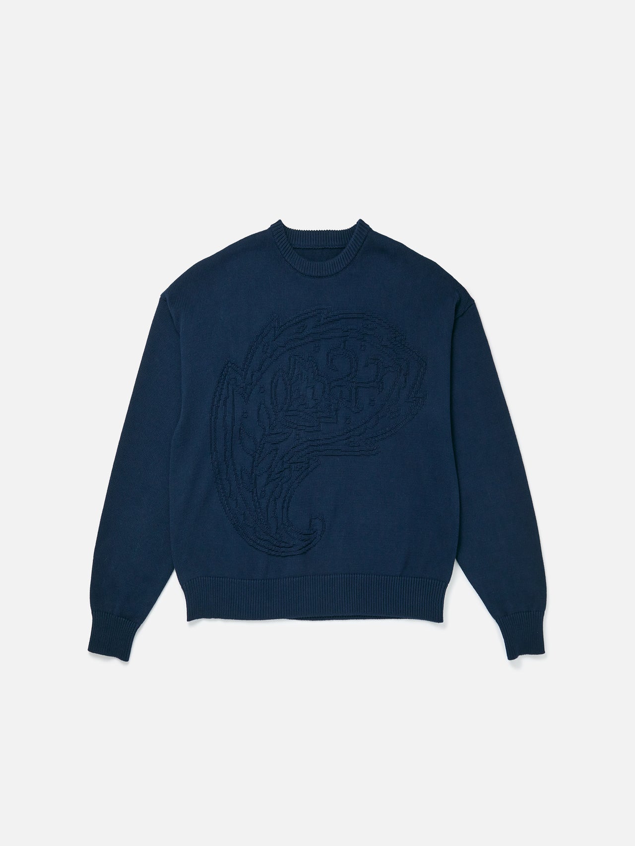 Paisley Raised Knit Sweater - Navy