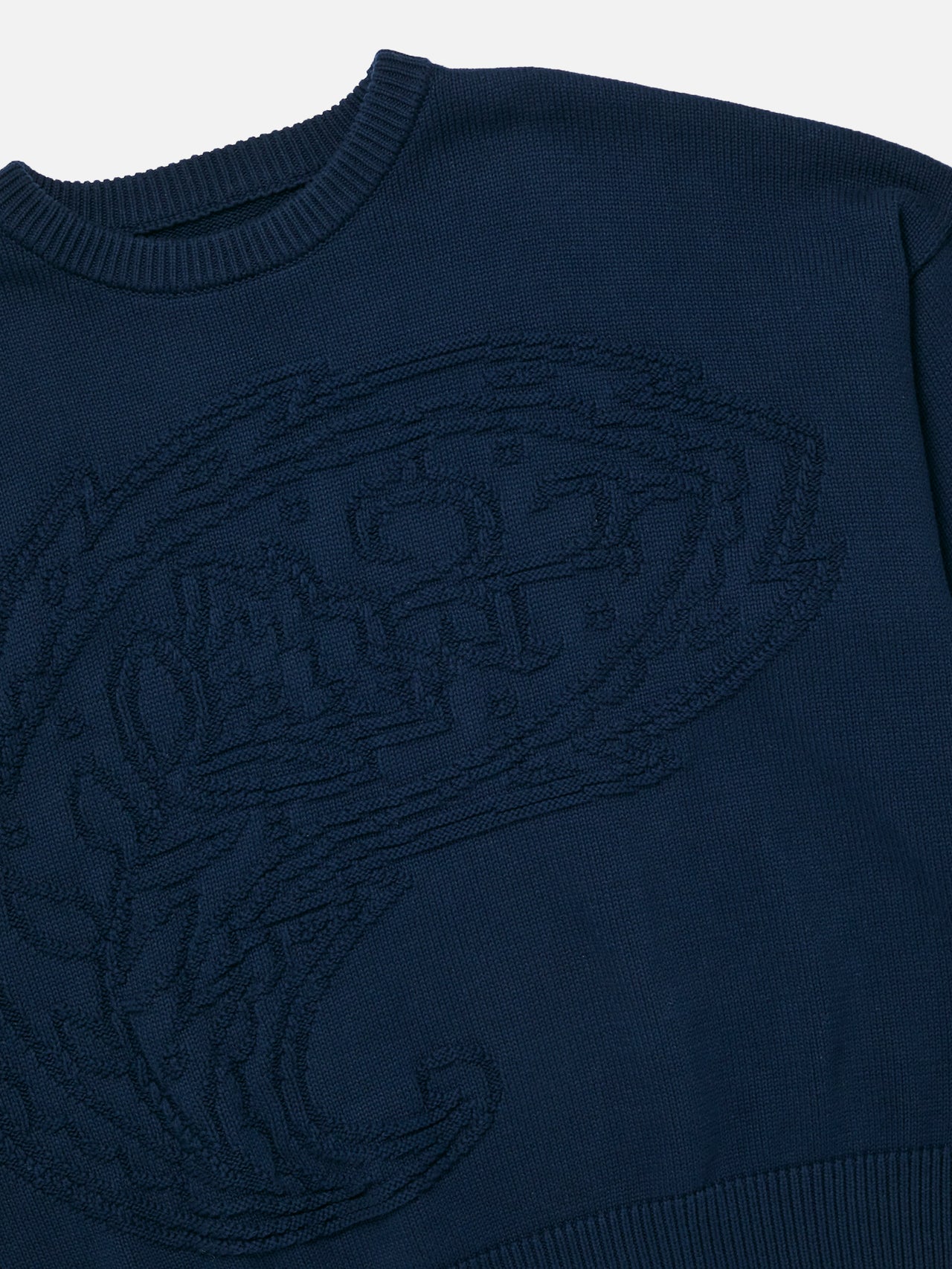 Paisley Raised Knit Sweater - Navy