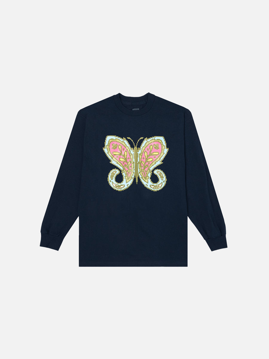 Paisley Butterfly L/S Tee - Navy