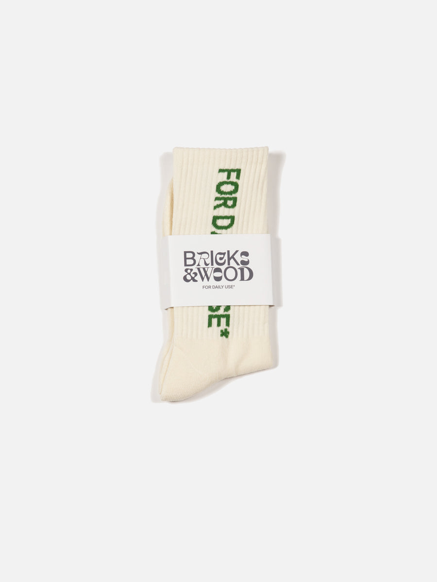 For Daily Use* Logo Socks - Cream/Green