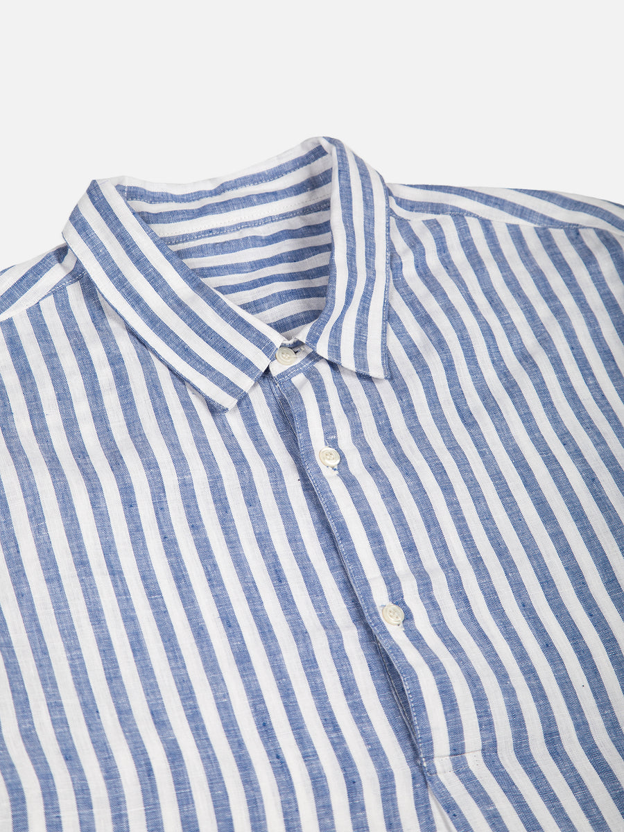 YC Long Popover Shirt - Striped Blue